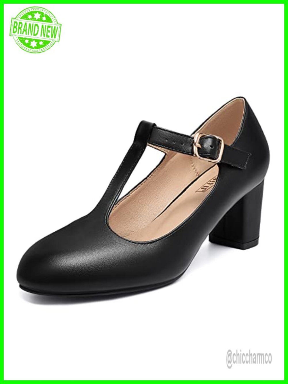 Women's Mary Jane Pumps Low Chunky Heels T-Strap Closed Toe Dress Shoes Bride
